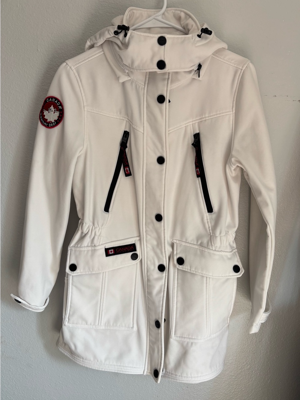 Canada Weathergear women’s sz S White Hooded coat Softshell Parka Jacket winter